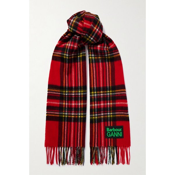 가니 프린지 아플리케 체크 울 스카프 46376663162985767