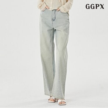 GGPX 정상가:119,000원  빈티지 워싱 큐빅 포인트 데님 롱 팬츠 (GOATA011D)