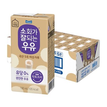 매일 소화가잘되는우유 국산 5곡 미숫가루 190ml 24팩 락토프리 유당불내증_P311198090