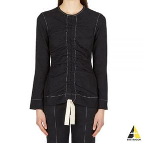 JACQUARD RUCHED BLOUSE (F7369 099) (자카드 루치드 블라우스)