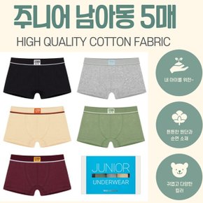 남자 주니어 초등학생 중학생 순면스판 드로즈 팬티 5종 세트_P322043533