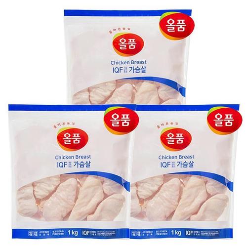 올품 IQF 닭가슴살 3kg (1kg x 3봉)(1)