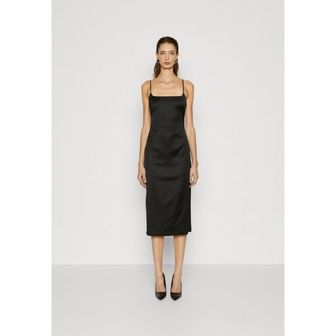 아베크롬비앤피치 4430174 Abercrombie  Fitch SATIN SCULPT SQUARENECK MIDI DRESS - Cocktail dress / Party BLA