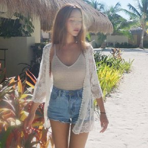 여름가디건 가디건 풀 레이스 여름 가디건 숏 로브 루즈핏 커버업