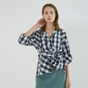 ROBE TOP_navy check