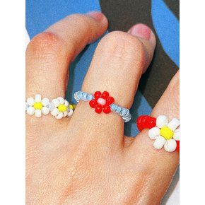 Red Bell Flower Beads Ring 비즈반지