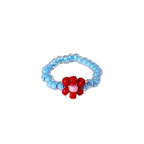 Red Bell Flower Beads Ring 비즈반지