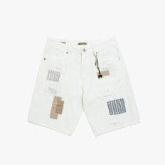 25SS [지아니루포] 레귤러핏 GL6350Q 립드 앤 패치드 화이트 데님반바지