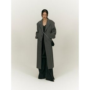 KNITTED COMBI SLEEVE LONG COAT [GREY]