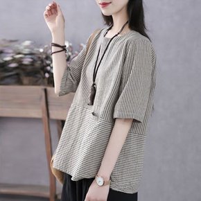 비브리 스트라이프 반팔 티셔츠