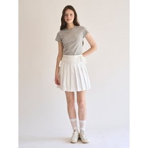 Julia Ribbon Pleats Skirt (White)