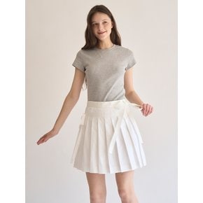 Julia Ribbon Pleats Skirt (White)