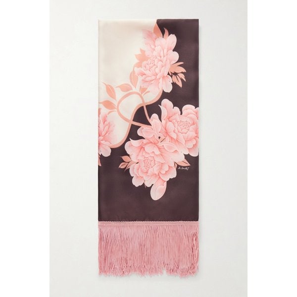 라더블제이 플로럴 프린트 프린지 실크 트윌 스카프 46376663163024339