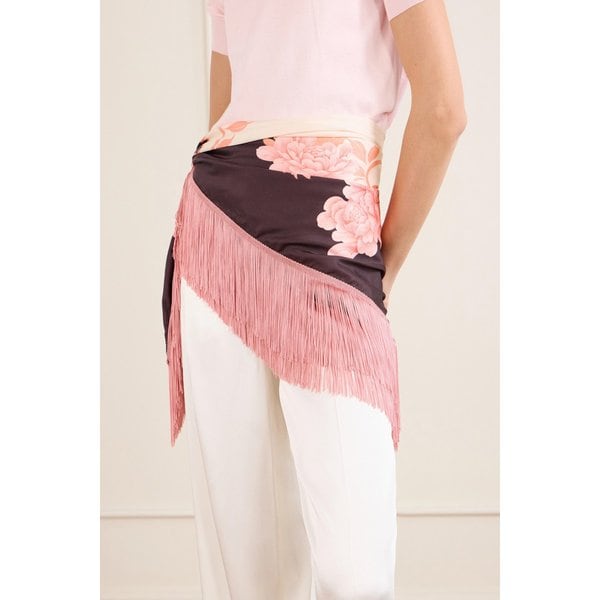 라더블제이 플로럴 프린트 프린지 실크 트윌 스카프 46376663163024339