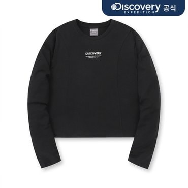 디스커버리 여성 크롭 슬림핏 긴팔티 (BLACK)