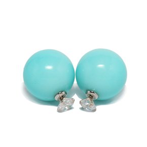 [Ie382]Turquoise Ball Silver Earring