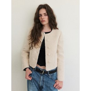 Hairy Fur Tweed Jacket, Cream