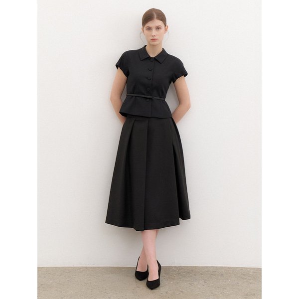 Double Tucked Flare Skirt / Black(2color)
