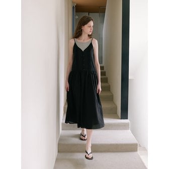 라미네즈 Button Sleeveless Long Dress - Black