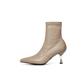 Golden Heel Socks Boots_Skin Beige