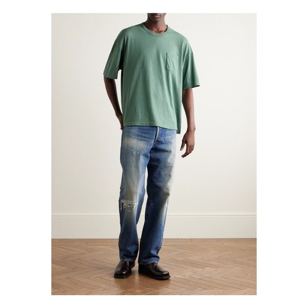 Ex 점보 코튼 혼방 저지 티셔츠 그린 46376663162858719