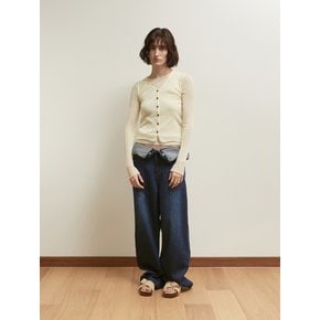 SHEER BUTTON KNIT TOP TWO PIECE [YELLOW]