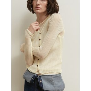 SHEER BUTTON KNIT TOP TWO PIECE [YELLOW]