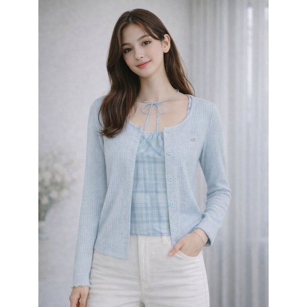 레이어드 체크 이너 페이크 가디건 (VMCCD2941)