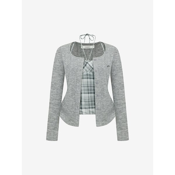 레이어드 체크 이너 페이크 가디건 (VMCCD2941)