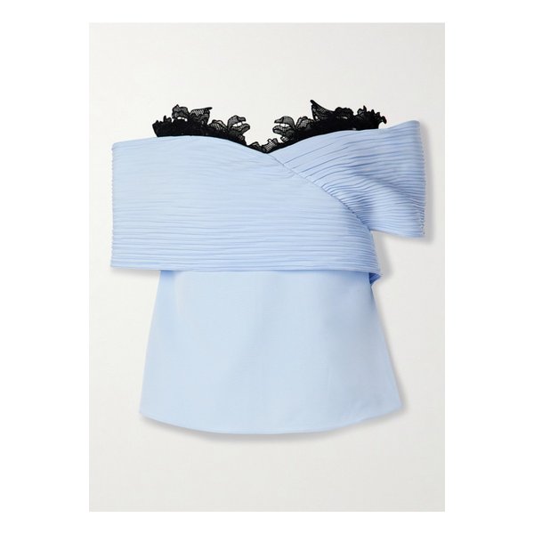 키카 바르가스 페넬로페 오프숄더 기퓌르 플리세 크레이프 드 신 탑 1647597349879332