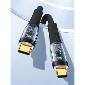 USB C to C 100W PD 고속 충전 LED 라이트 클리어 케이블 (1.2M)(2M)