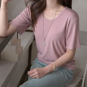 스토이 여성 루즈핏 무지 기본 유넥 여름 반팔 티셔츠