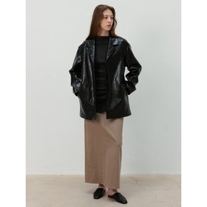 Glazed Vegan Leather Jacket_Black