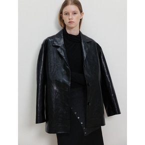 Glazed Vegan Leather Jacket_Black