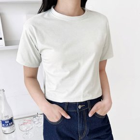 여성 무지 크롭 면 반팔티셔츠 66까지 V60_P339334107