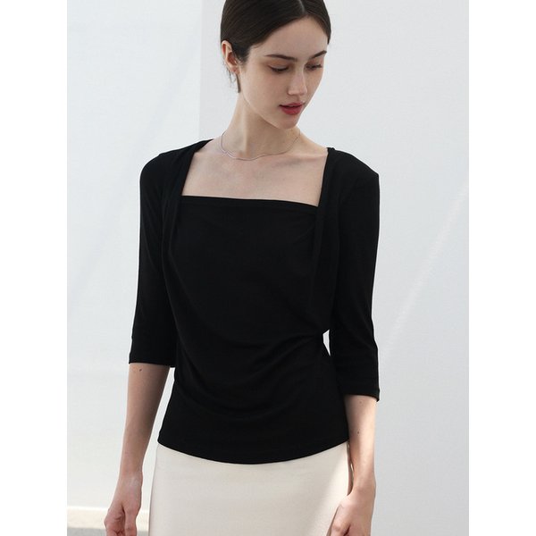Soft drape square top - BLACK