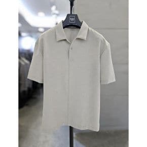 세이브존03  남자 여름 베이지 냉감 오버핏 반팔 오픈 카라 티셔츠 WSYFAS2KT71_P424028544