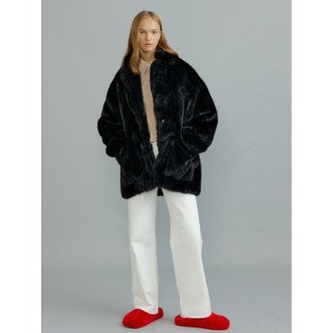 몰리올리 LIU textured fur coat [black]