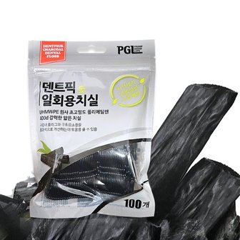  피지엘 덴트픽 대나무 숯 일회용 치실 100p x5개