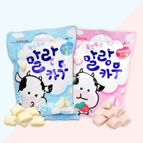 롯데제과 말랑카우 대용량 158g (밀크맛2개+딸기우유맛2개) 총4개