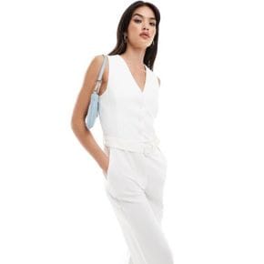 5095118 Mango tailored vest top jumpsuit in white