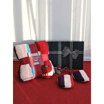 오리고 [선물포장] 플리스블랭킷(M) & 와이드 실내화(L) 라지세트