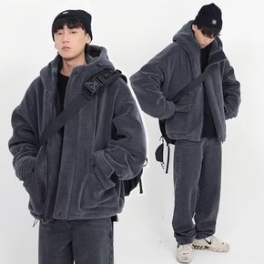 밍크 퍼 남자 후리스 집업 자켓 겨울 두꺼운 뽀글이 오버핏 점퍼 OFS-FLJCK3