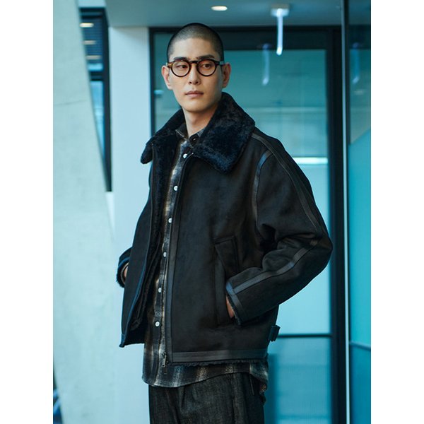 남성 베이직 무스탕 점퍼 (BLACK) (HABMU1A)