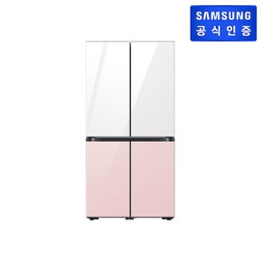 [쓱설치] BESPOKE 4도어 냉장고 RF85DB90B1J55 (색상:글램 화이트+글램핑크)