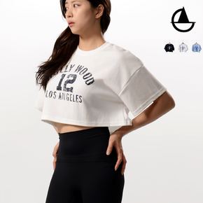 빈티지프린트티 코튼 커버업 크롭티 요가복 zy510
