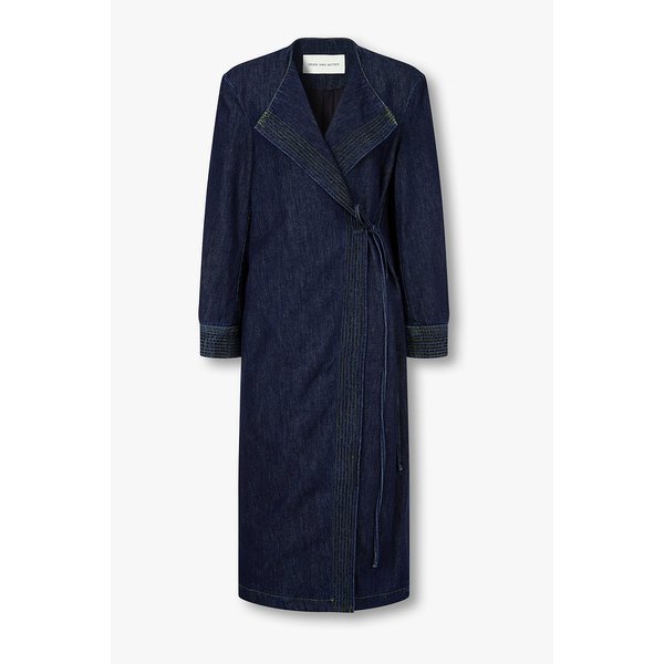 타이 웨이스트 랩 데님 코트 3215305015000