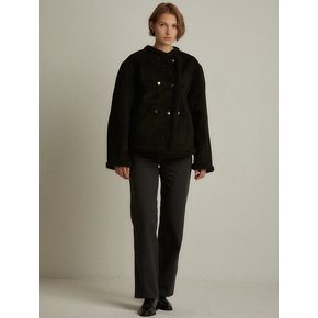 Faux shearling double coat (black)