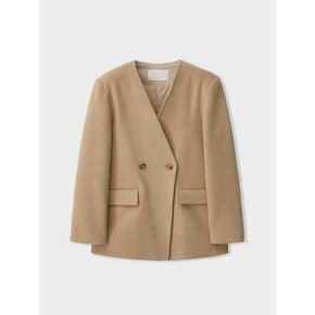 collarless wool jacket_beige