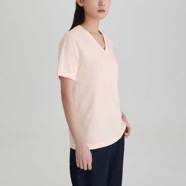 JAJU 25 S/S 신상품  JAJU  여 스마트 코튼 V넥 티셔츠   J115201108